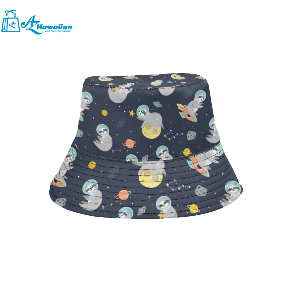 Cute sloth astronaut star planet rocket pattern Unisex Bucket Hat