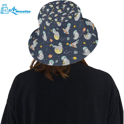 Cute sloth astronaut star planet rocket pattern Unisex Bucket Hat