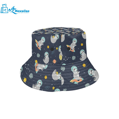 Cute sloth astronaut star planet rocket pattern Unisex Bucket Hat