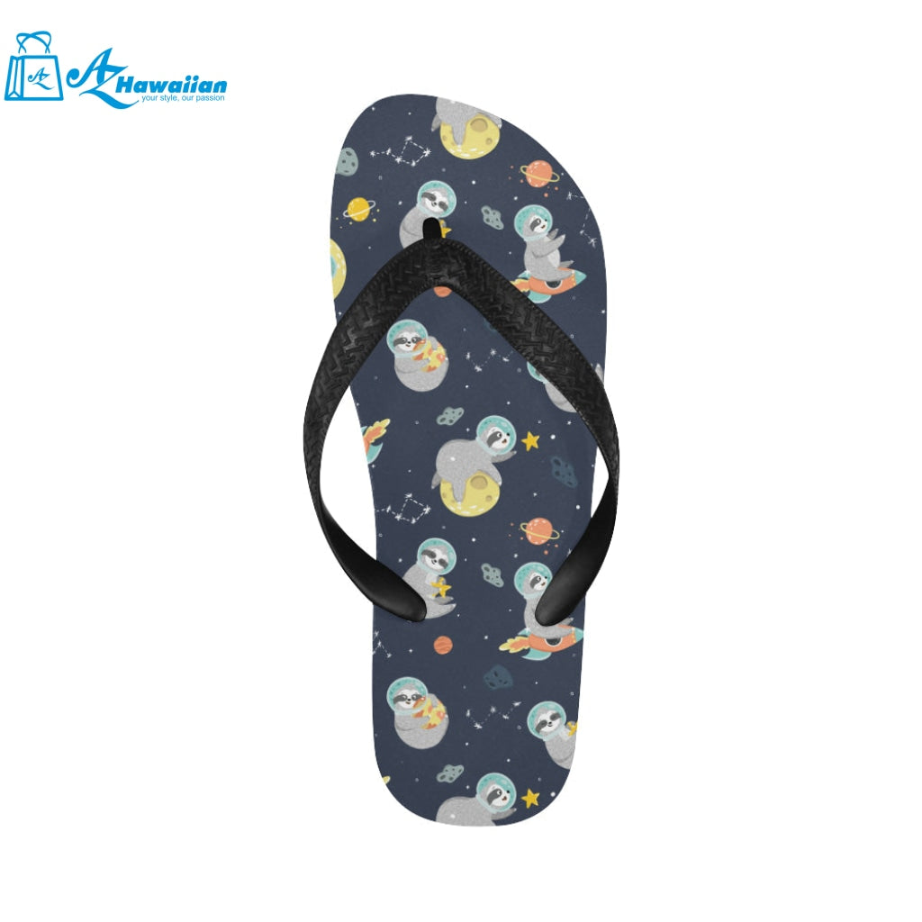 Cute sloth astronaut star planet rocket pattern Unisex Flip Flops