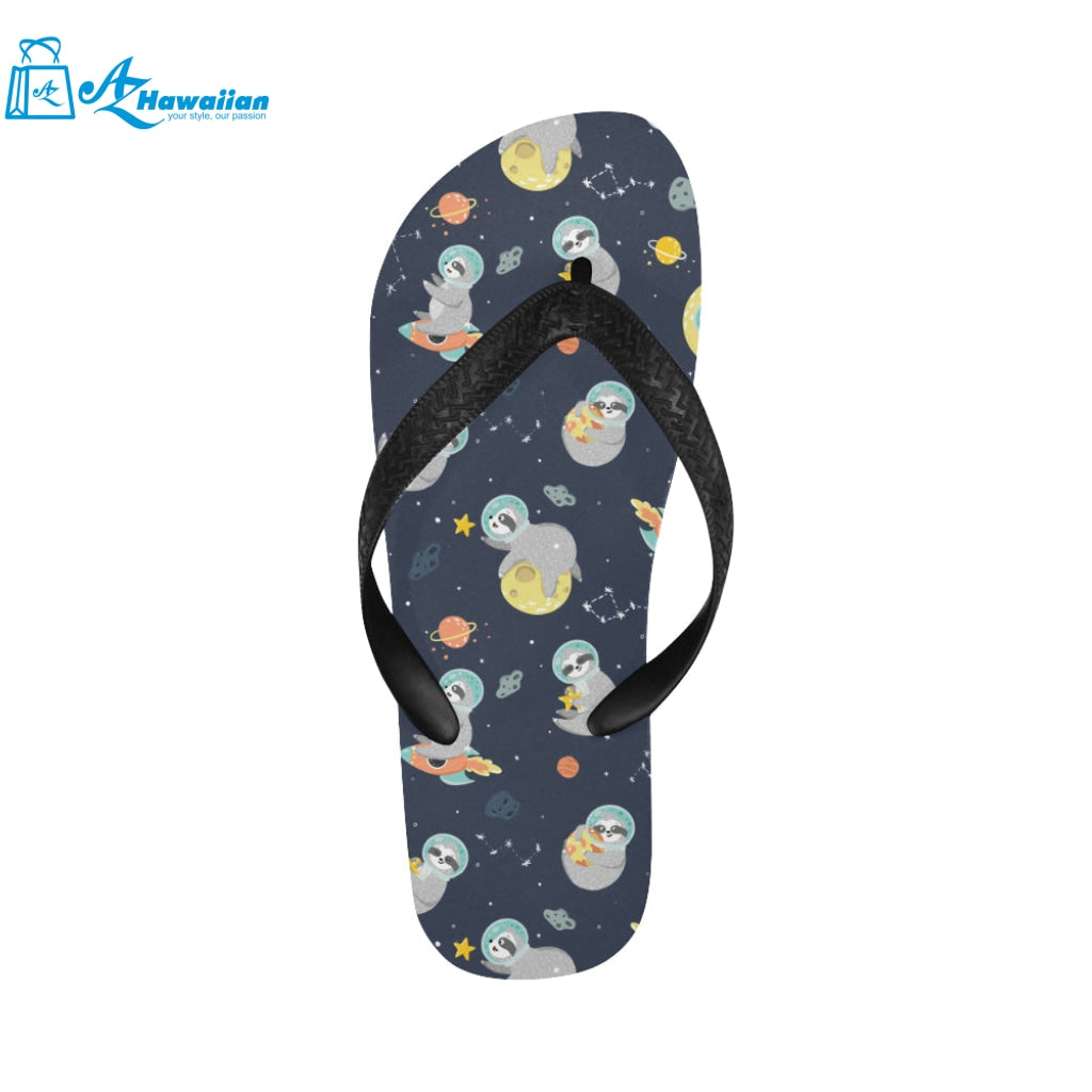 Cute sloth astronaut star planet rocket pattern Unisex Flip Flops