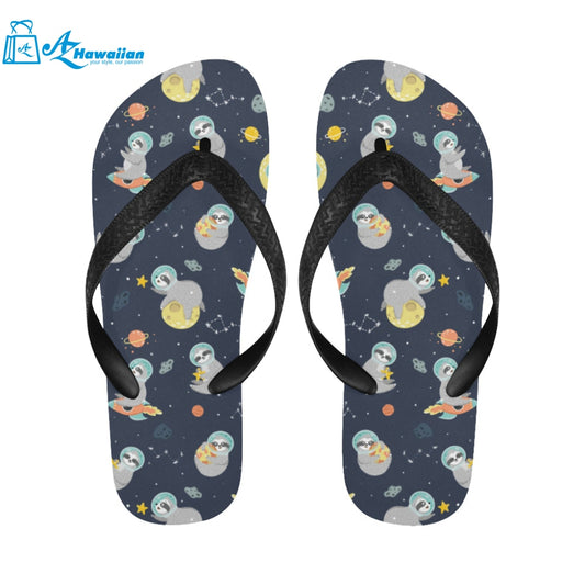 Cute sloth astronaut star planet rocket pattern Unisex Flip Flops