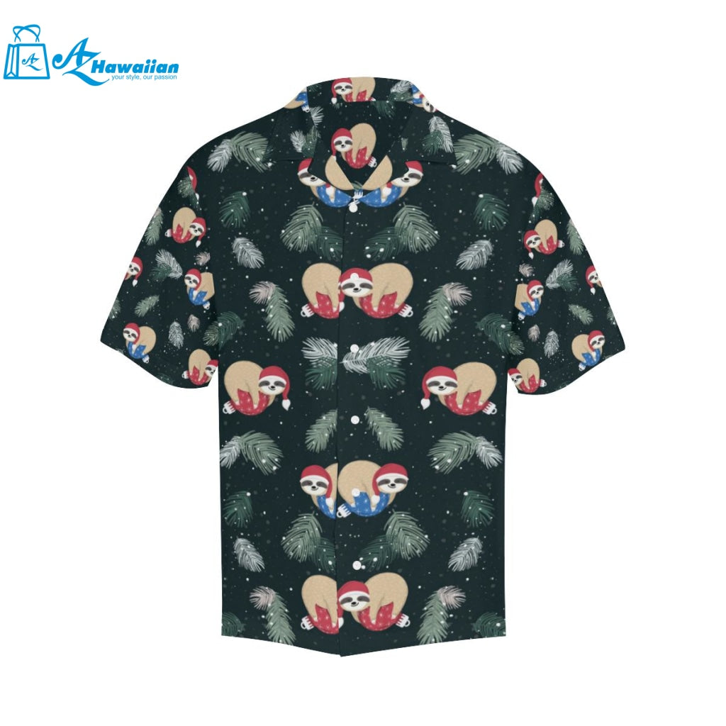 Cute Sloths Sleeping Christmas Ball Santa Hat Patt Mens All Over Print Hawaiian Shirt