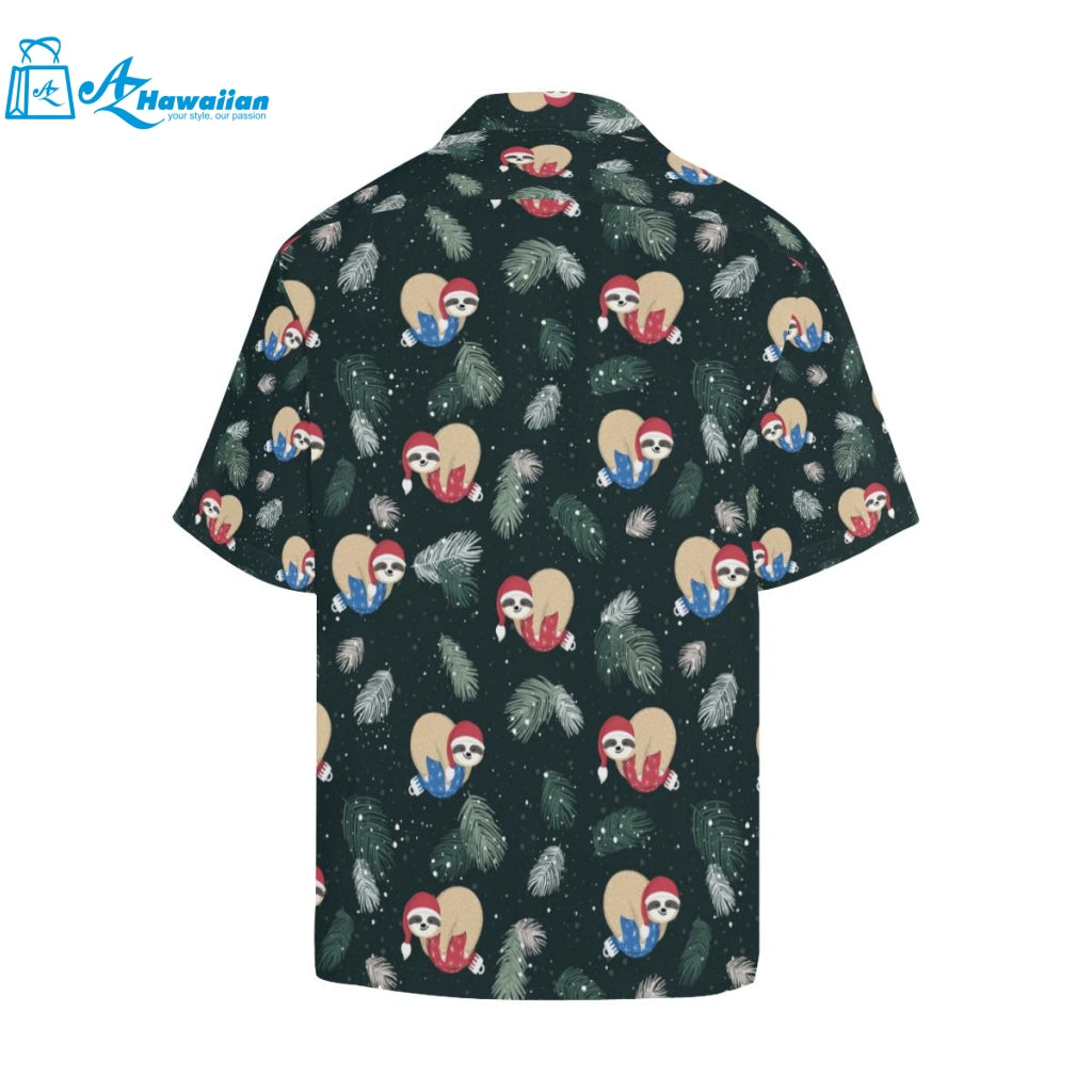 Cute Sloths Sleeping Christmas Ball Santa Hat Patt Mens All Over Print Hawaiian Shirt