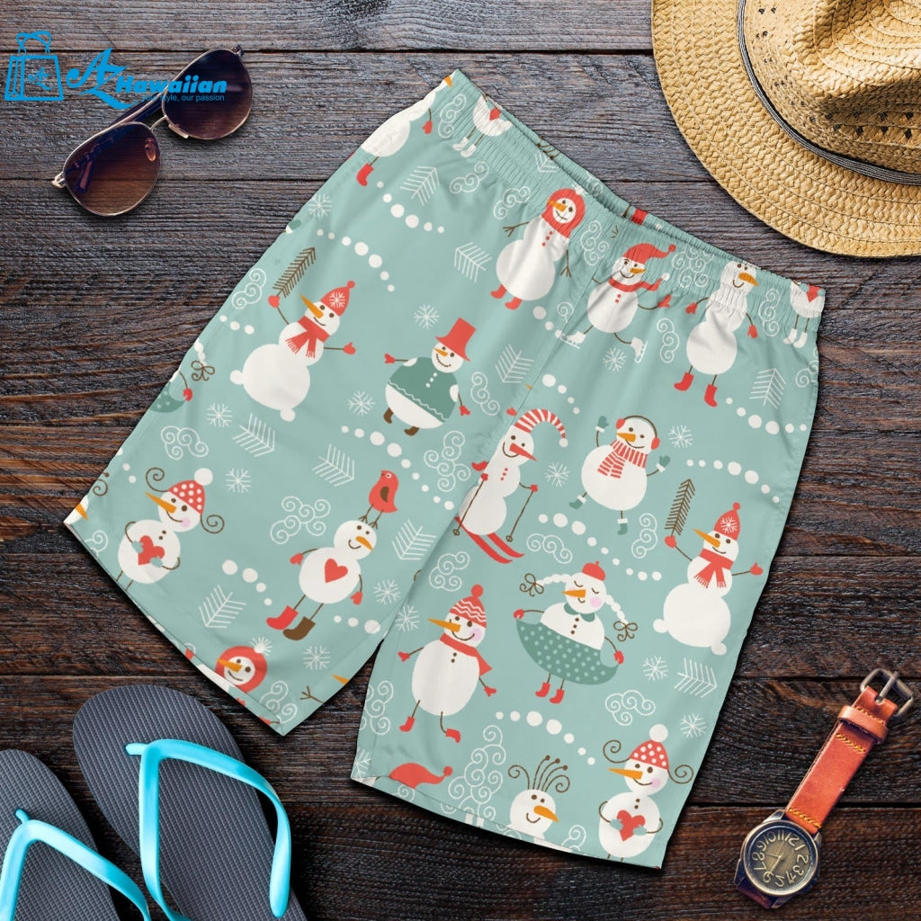 Cute Snowman Pattern Men Shorts