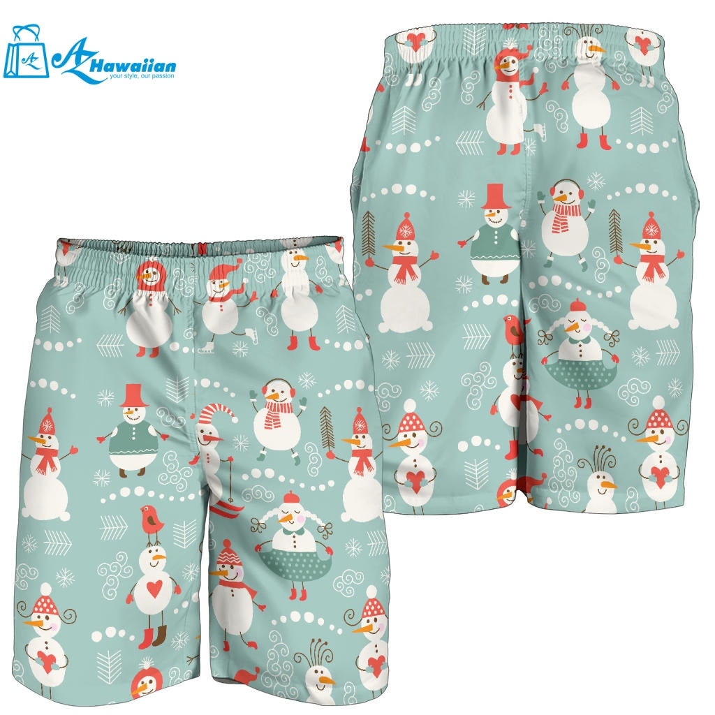 Cute Snowman Pattern Men Shorts