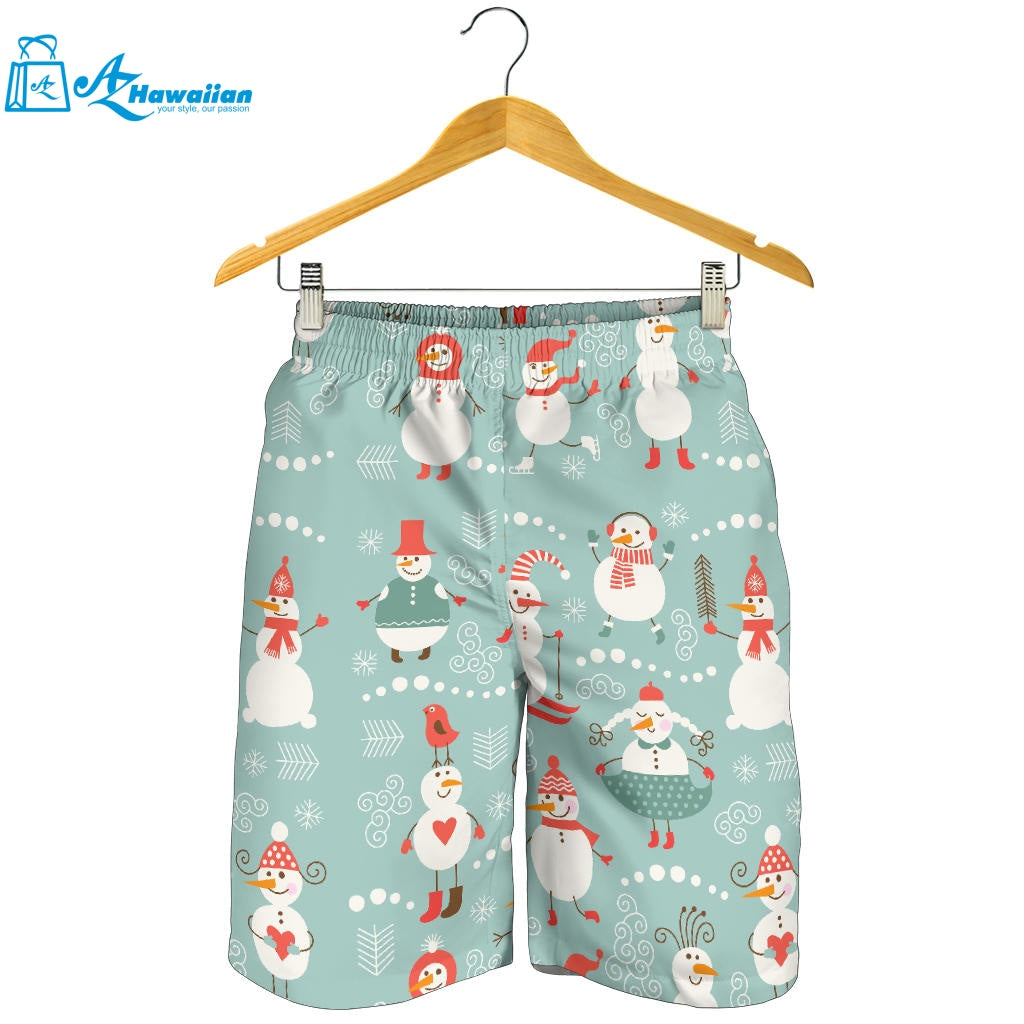 Cute Snowman Pattern Men Shorts