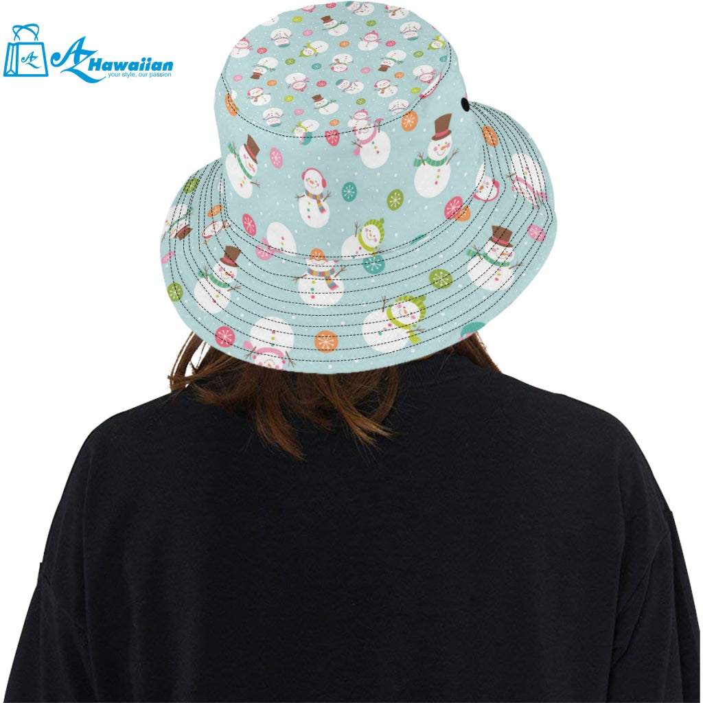 Cute snowman snowflake pattern Unisex Bucket Hat