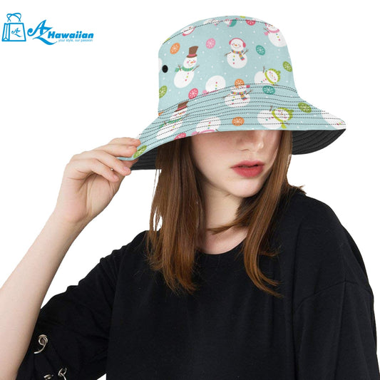 Cute snowman snowflake pattern Unisex Bucket Hat