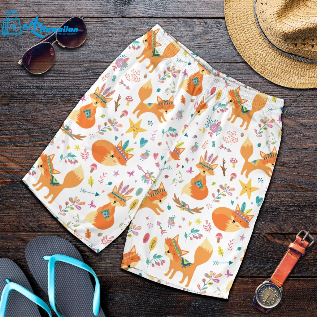 Cute Tribal Fox Pattern Men Shorts