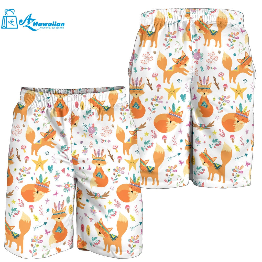 Cute Tribal Fox Pattern Men Shorts