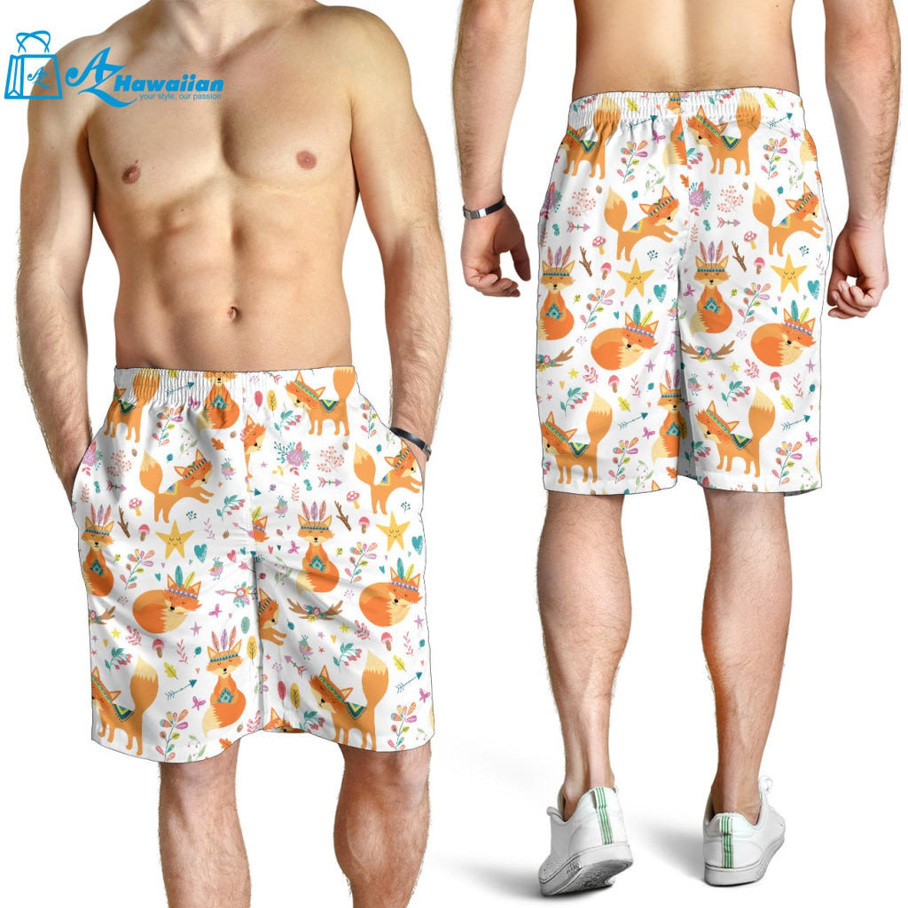 Cute Tribal Fox Pattern Men Shorts