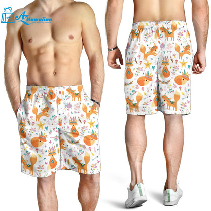 Cute Tribal Fox Pattern Men Shorts