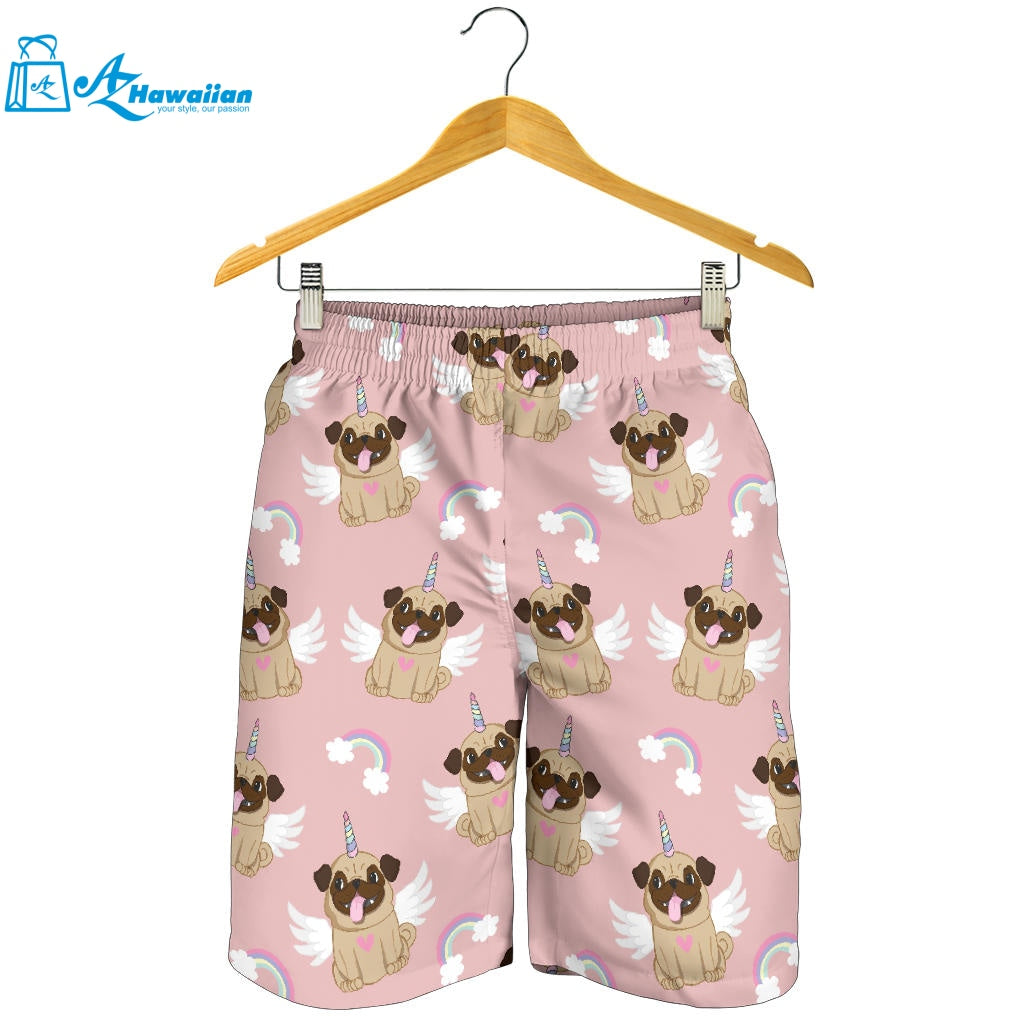 Cute Unicorn Pug Pattern Men Shorts