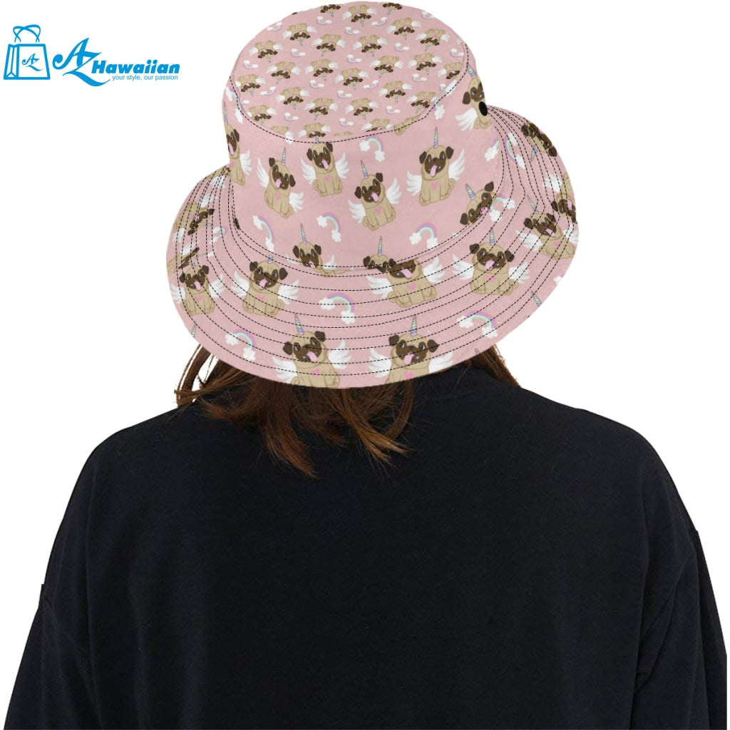 Cute unicorn pug pattern Unisex Bucket Hat