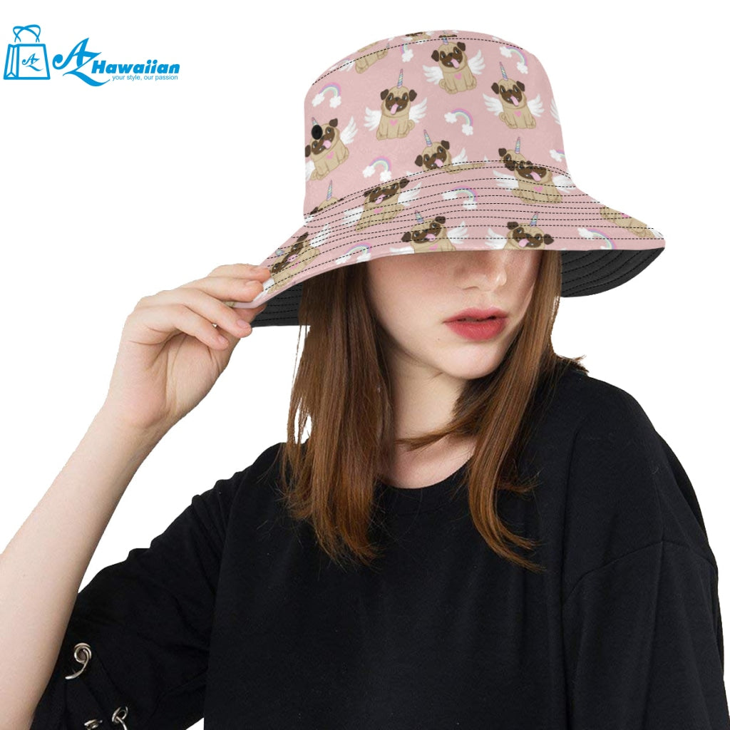 Cute unicorn pug pattern Unisex Bucket Hat