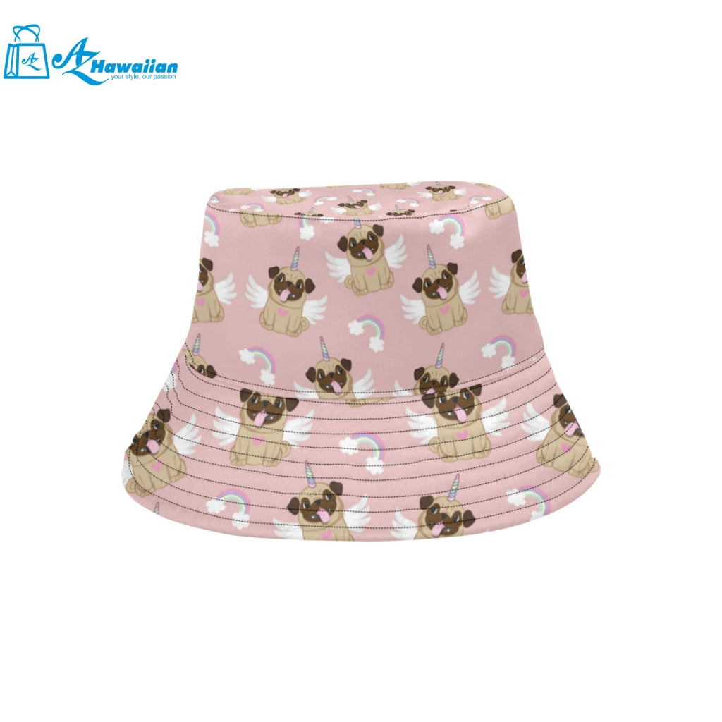 Cute unicorn pug pattern Unisex Bucket Hat