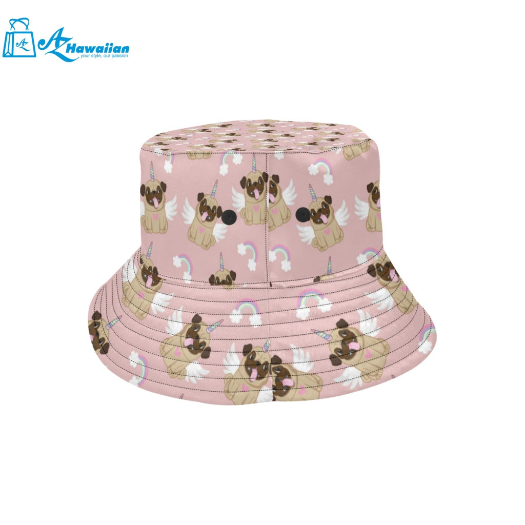 Cute unicorn pug pattern Unisex Bucket Hat