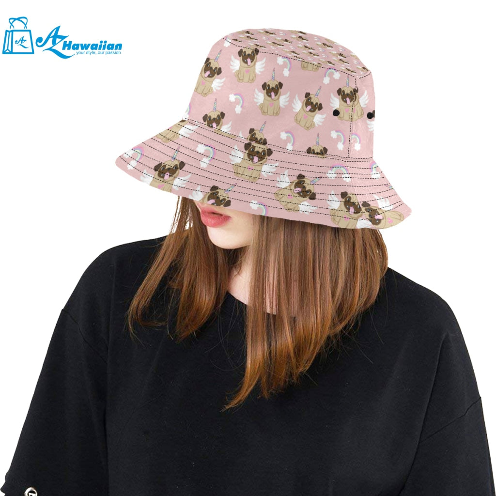 Cute unicorn pug pattern Unisex Bucket Hat