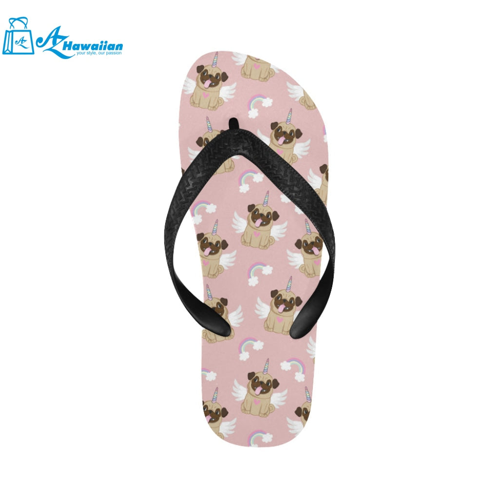 Cute unicorn pug pattern Unisex Flip Flops