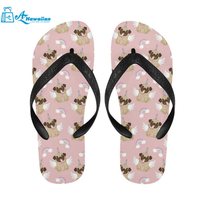 Cute unicorn pug pattern Unisex Flip Flops