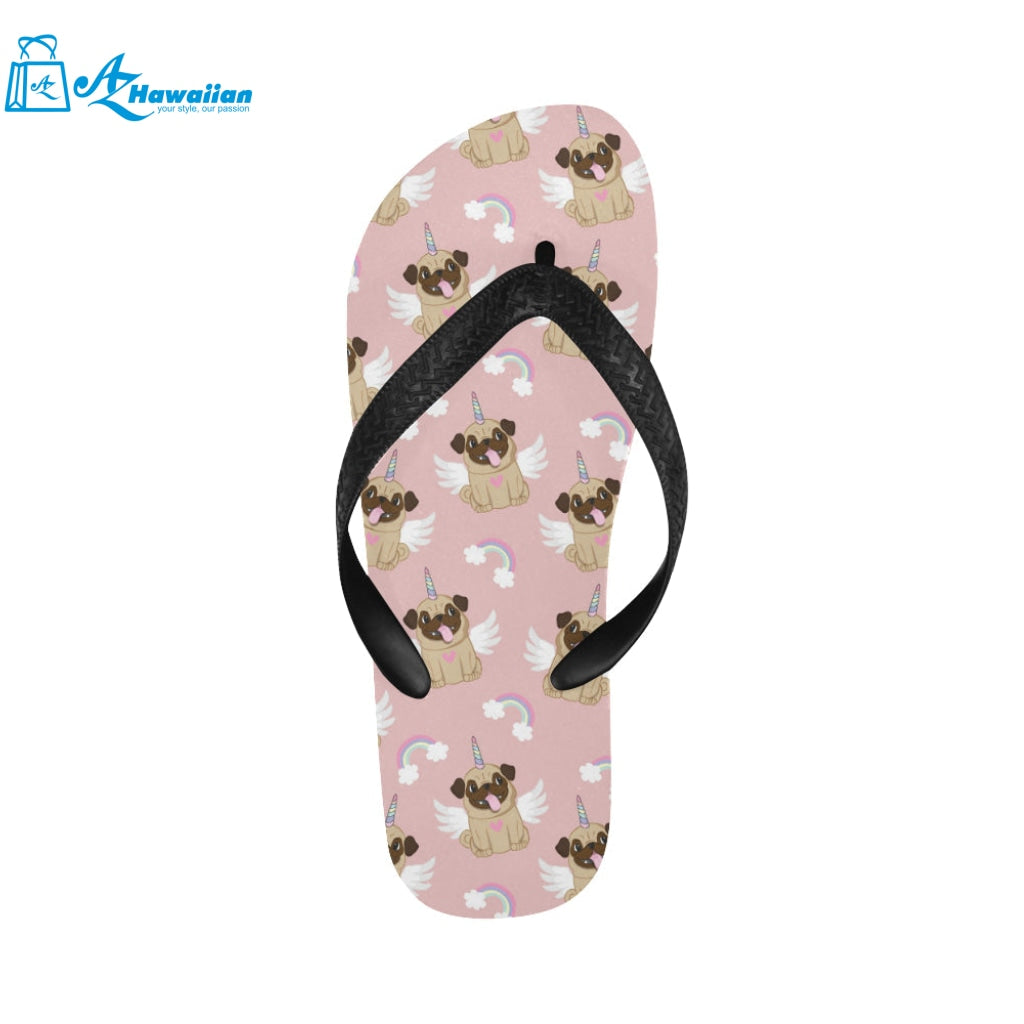 Cute unicorn pug pattern Unisex Flip Flops