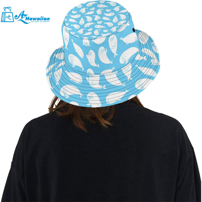 Cute white sea lion seals pattern Unisex Bucket Hat