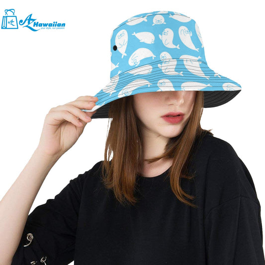 Cute white sea lion seals pattern Unisex Bucket Hat