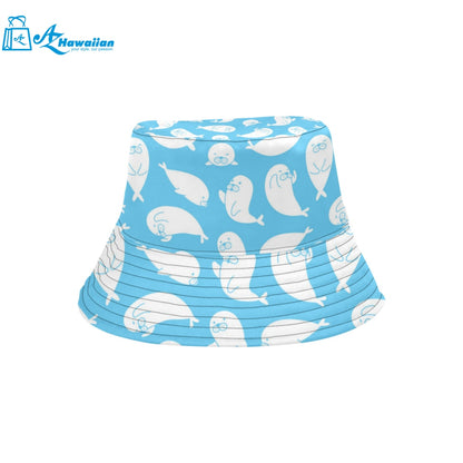 Cute white sea lion seals pattern Unisex Bucket Hat