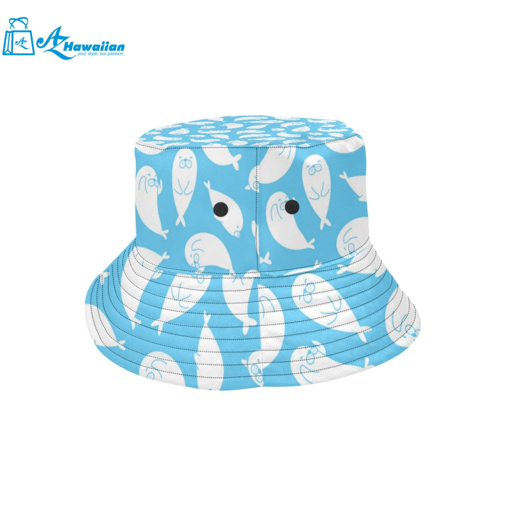 Cute white sea lion seals pattern Unisex Bucket Hat