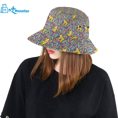 Cute yellow monkey leaves pattern Unisex Bucket Hat