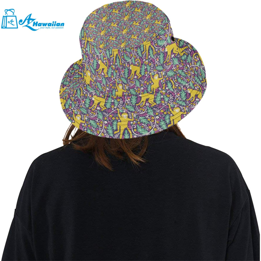 Cute yellow monkey leaves pattern Unisex Bucket Hat