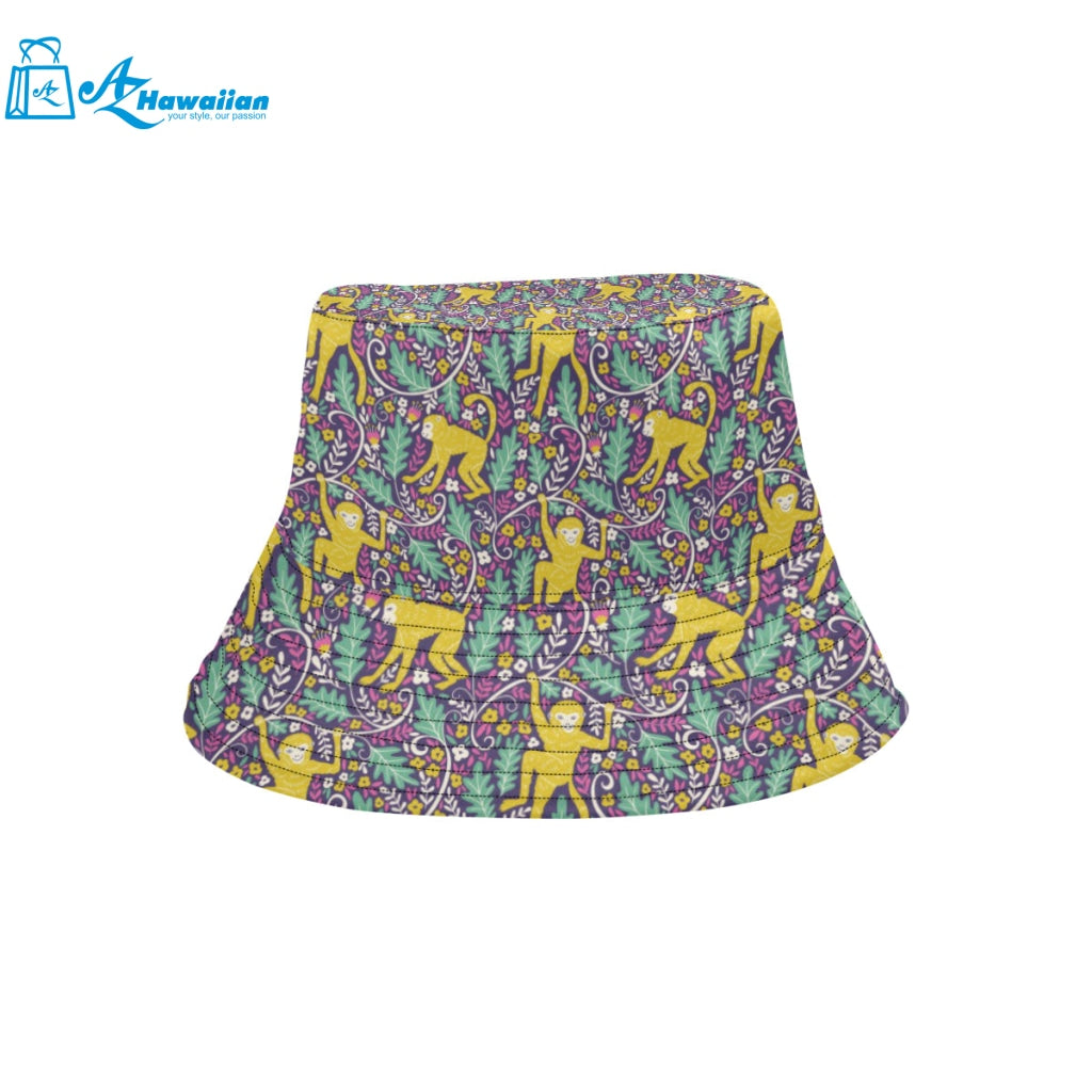 Cute yellow monkey leaves pattern Unisex Bucket Hat