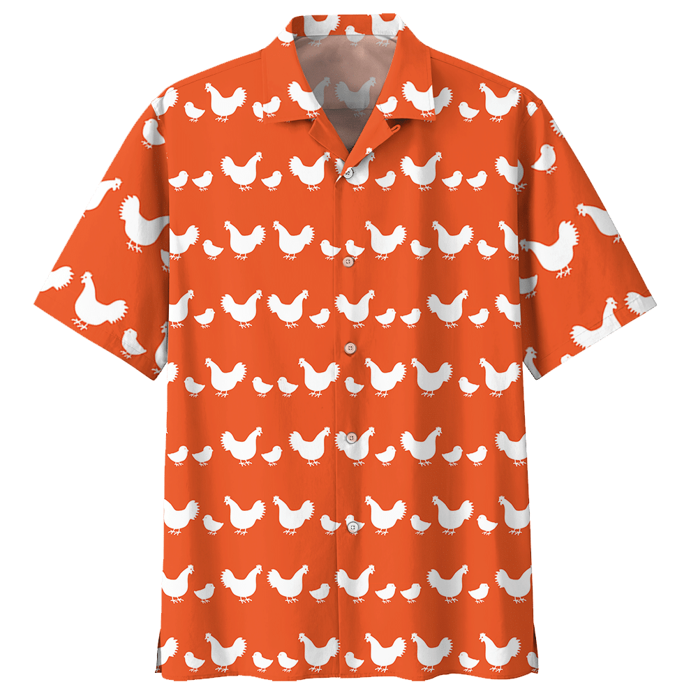 Chicken   Orange Unique Design Unisex Hawaiian Shirt  