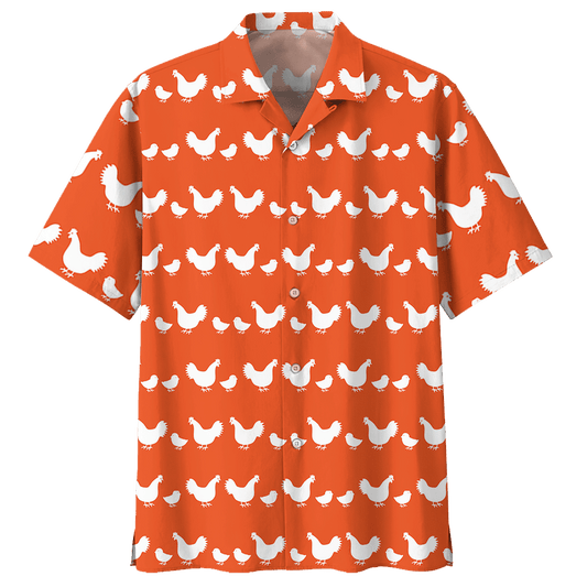 Chicken   Orange Unique Design Unisex Hawaiian Shirt  