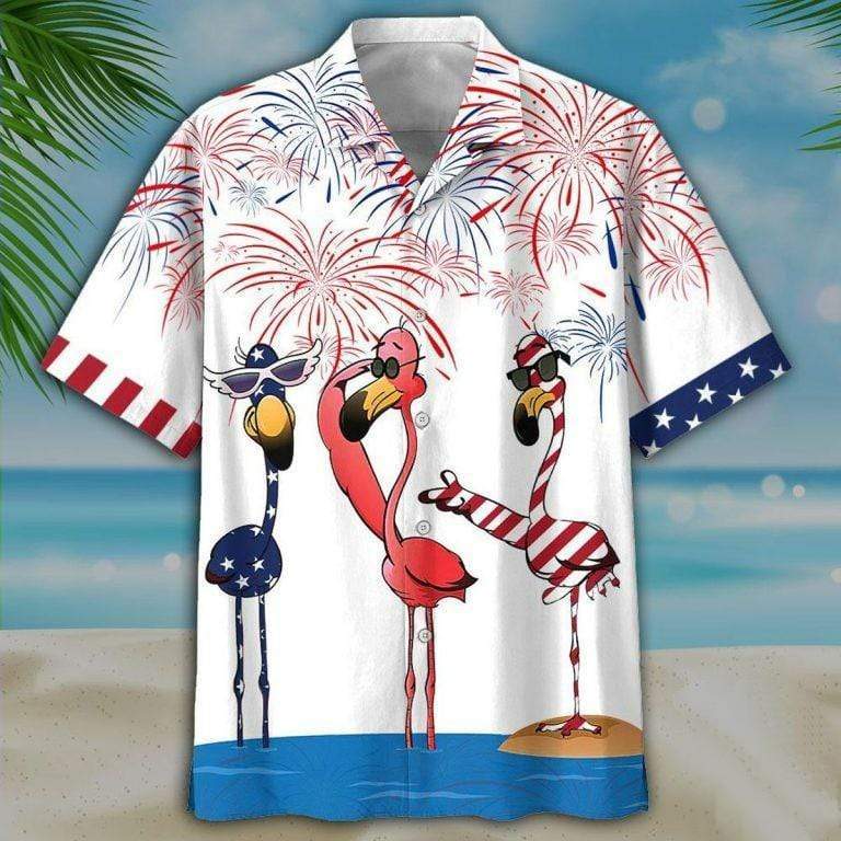 Hawaiian Aloha Shirts Flamingo Independence