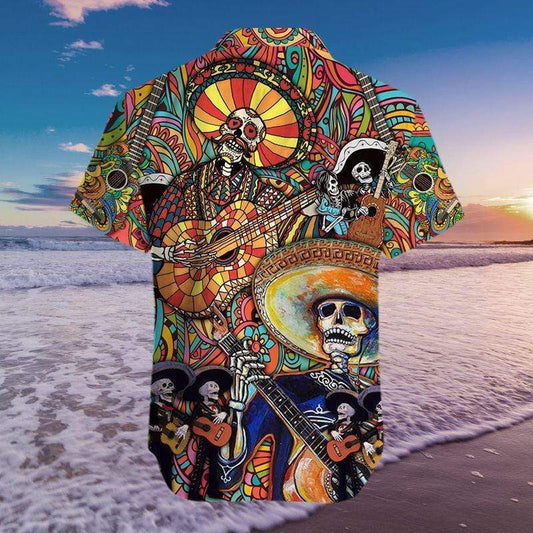 Let's Play A Guitar Skull Unisex Hawaiian Aloha Shirts #2310H