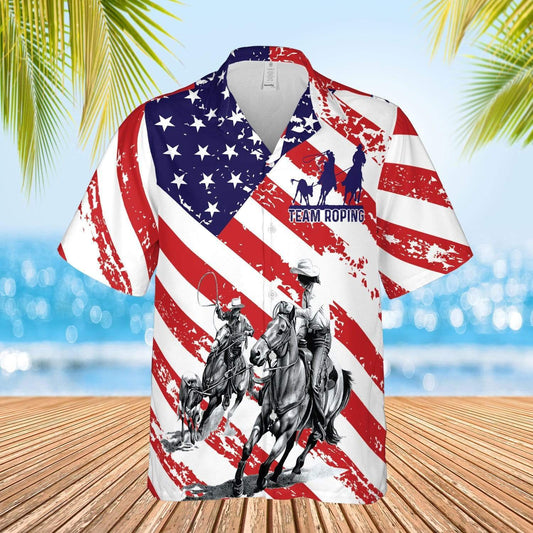 Hawaiian Aloha Shirts Team Roping American #290621H