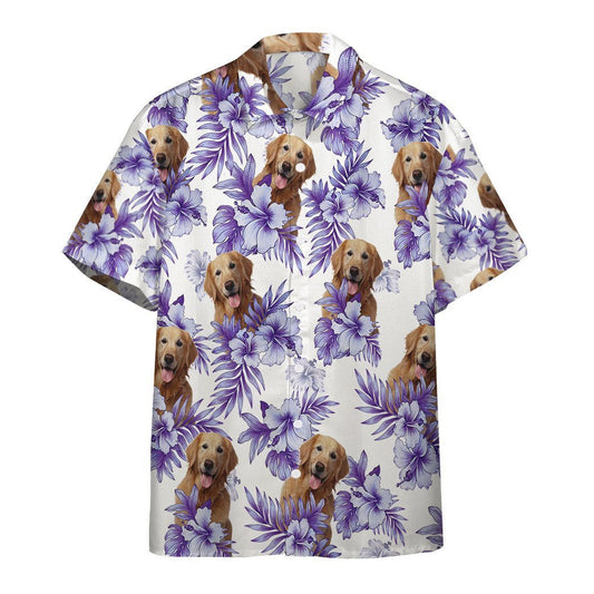  3D Hawaiian Hibiscus Golden Retriever Custom Short Sleeve Shirt