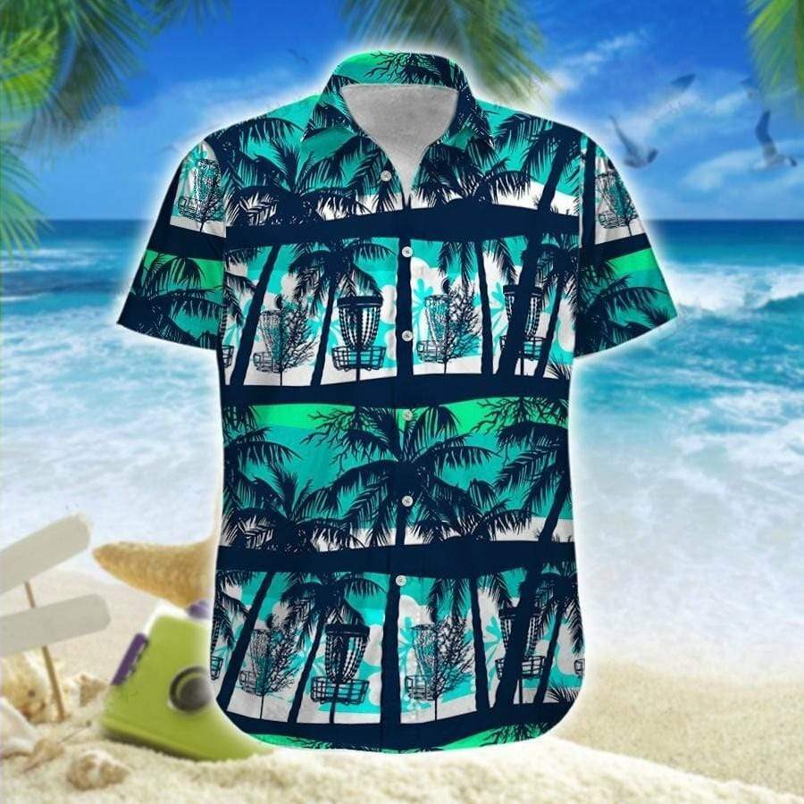 Hawaiian Aloha Shirts Dics Golf Palm Tree Hawaii