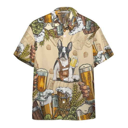  3D Boston Terrier And Beer Custom Hawaii Shirt