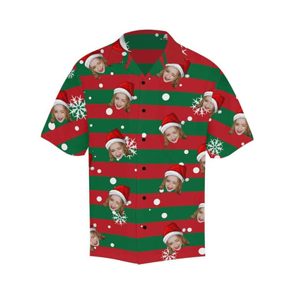 Custom Face Stripe Christmas Men's Hawaiian Shirt