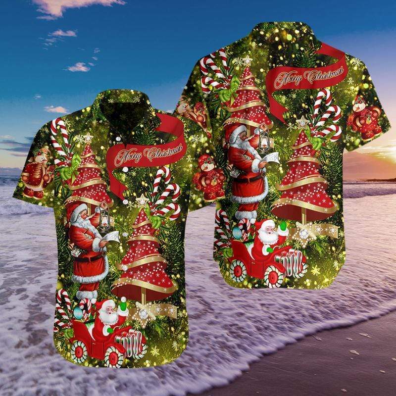 Hawaiian Aloha Shirts Believe In Magic Of Christmas Santa Claus #912L