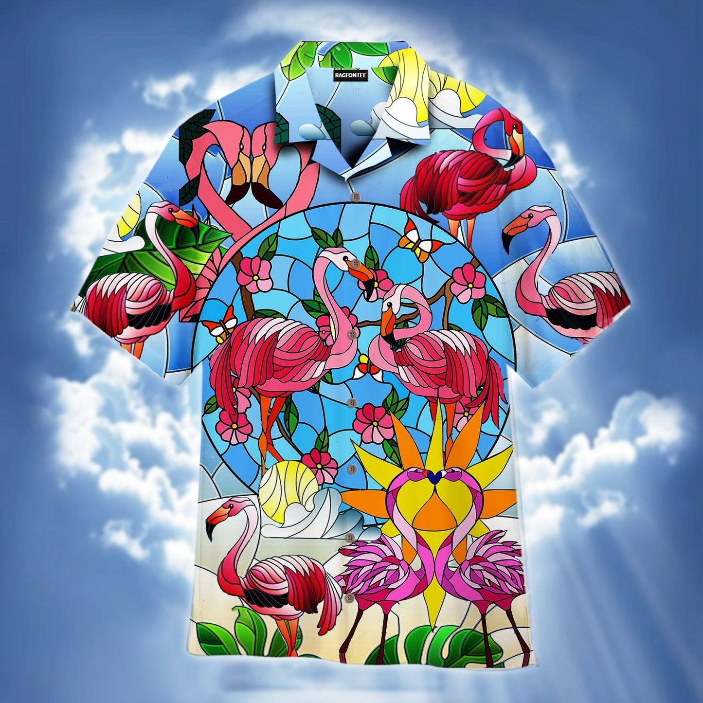 Pink Flamingo Stained Glass Hawaiian Shirt | For Men &amp;amp; Women | Adult | Wt1162