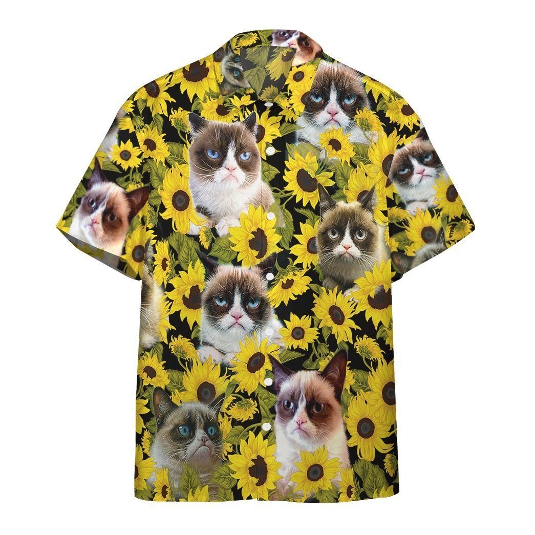  3D Grumpy Cat Hawaii Shirt Custom Short Sleeve Shirt