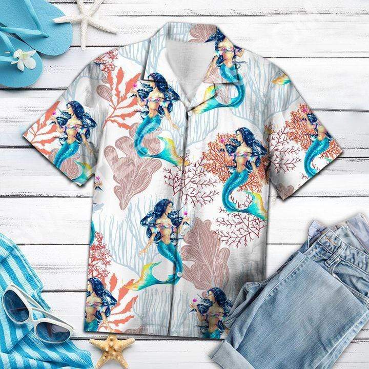 Vintage Mermaid Hawaiian Aloha Shirts #Dh