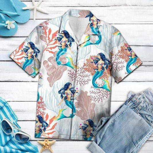 Vintage Mermaid Hawaiian Aloha Shirts #Dh