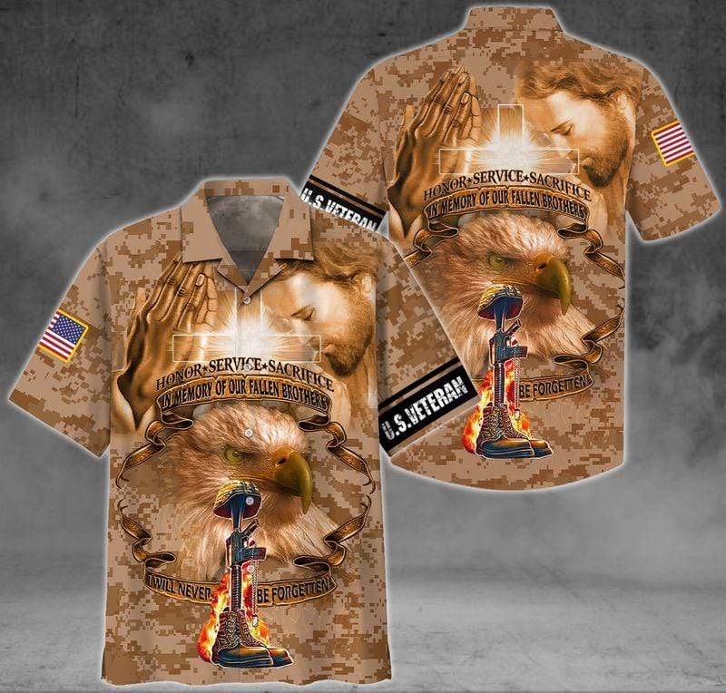 Honor The Fallen, Service U.S Veteran And Jesus Hawaiian Aloha Shirts #Dh