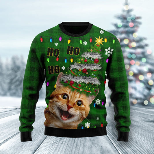 Cat Christmas Tree Ugly Christmas Sweater 