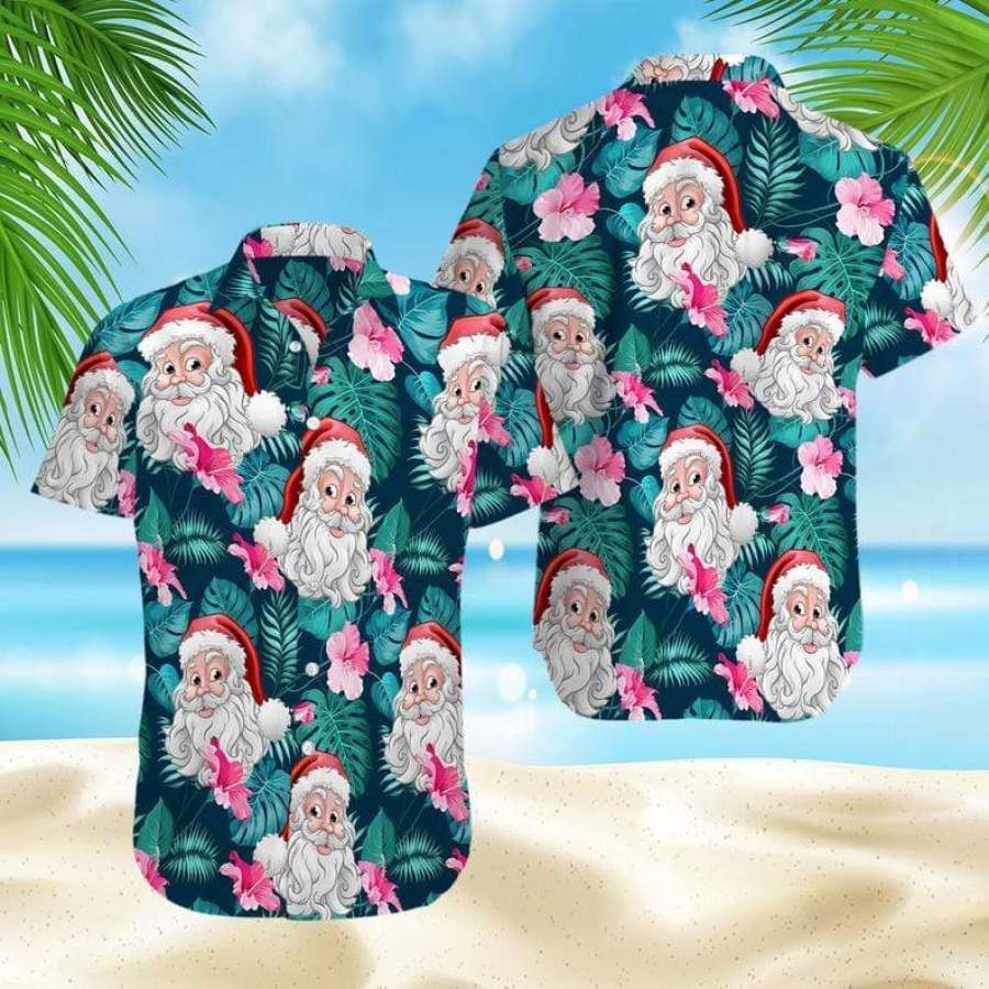 Christmas Santa Claus Beautiful &amp;amp; Funny Hawaiian Aloha Shirts #V